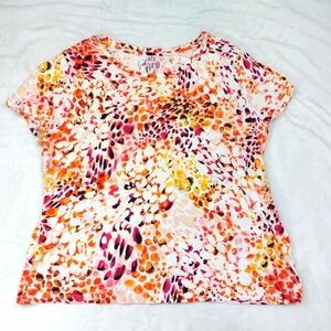 STUDIO WORKS WOMEN'S BRIGHT MULTICOLORED FLORAL PRINT THE STUDIO TEE SIZE XL
